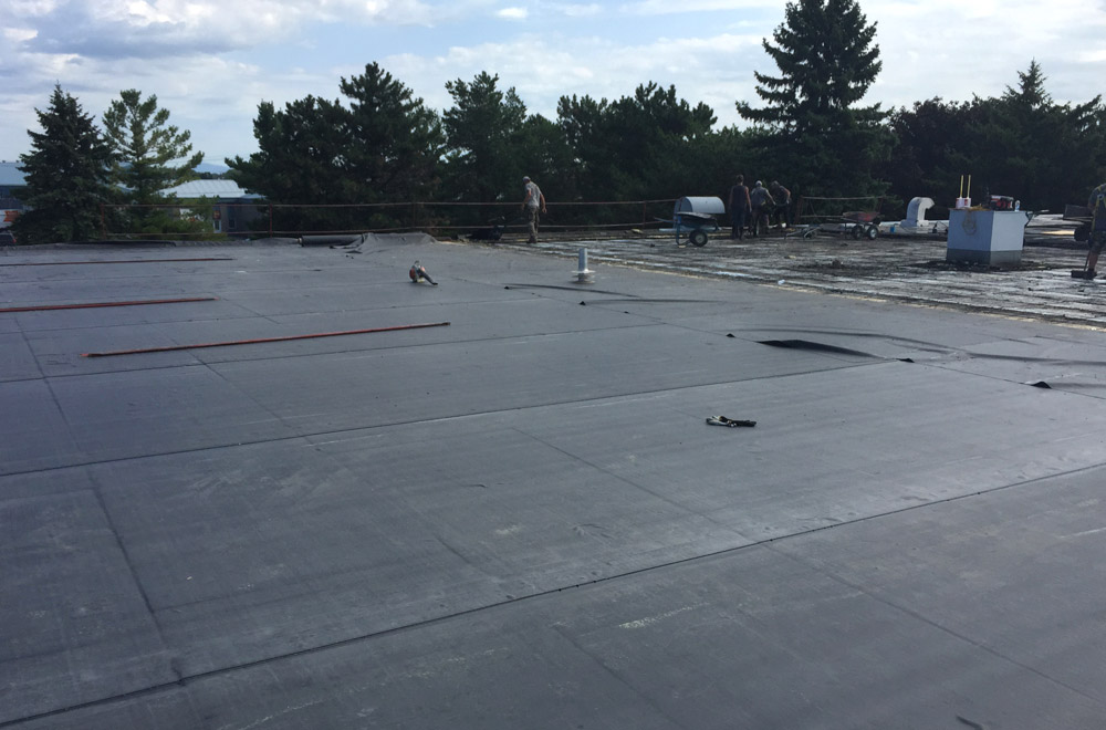 EPDM membrane installed on a flat roof.