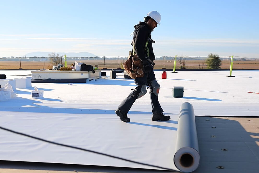 A flat roof under construction.