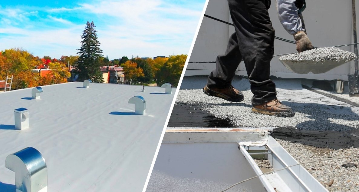 The difference between a flat roof and a traditional roof.