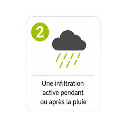 Icône numéro 2 : Une infiltration active pendant ou après la pluie.