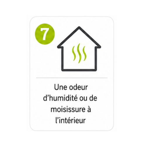 Icône numéro 7 : Une odeur d'humidité ou de moisissure à l'intérieur.