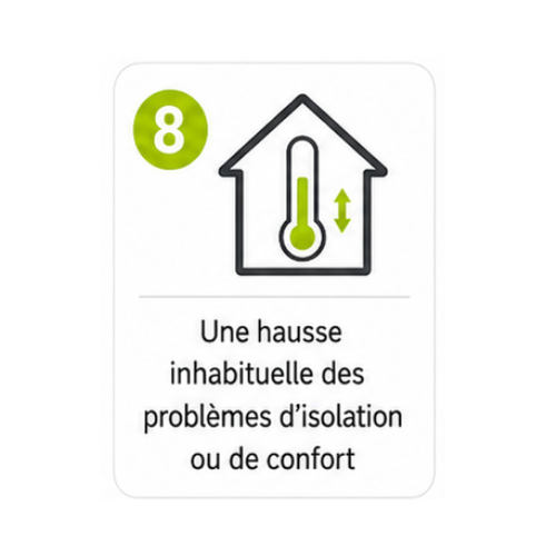 Icône numéro 8 : Une hausse inhabituelle des problèmes d'isolation ou de confort.